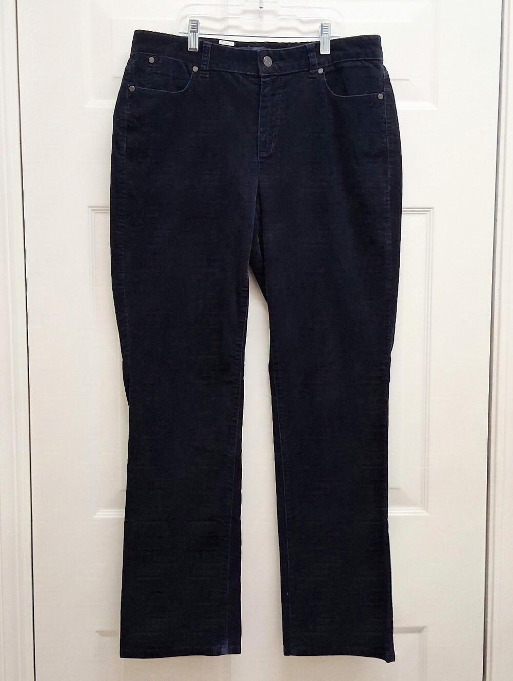 Talbots Straight Leg Corduroy Pants Size 12 Curvy Navy Blue Classic Preppy
